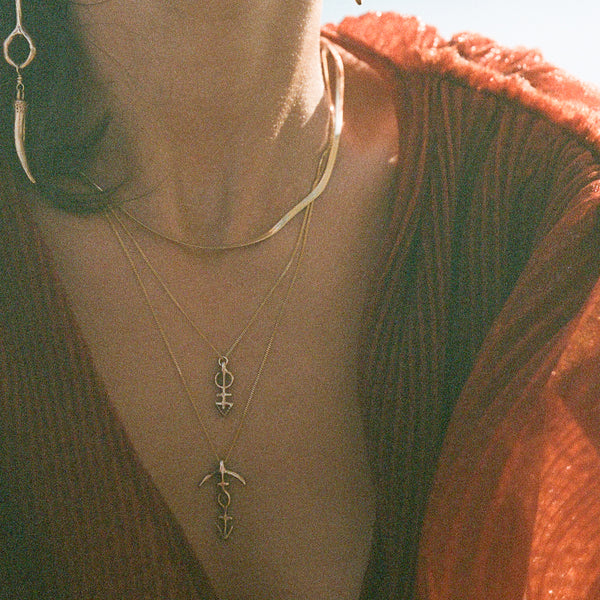 Mini Ma'at Charm Necklace | Silver