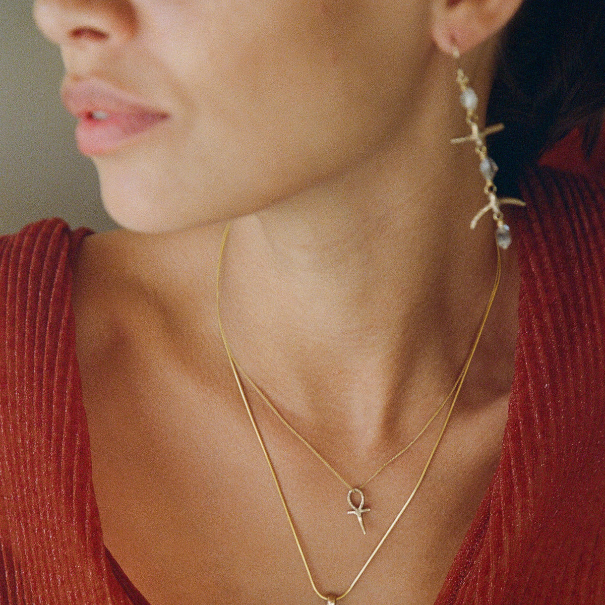 Ankh Mini Charm Necklace | Bronze