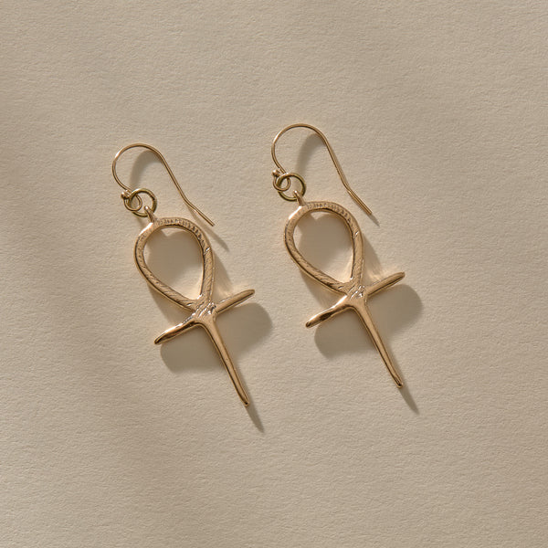 Gold Ankh Earrings