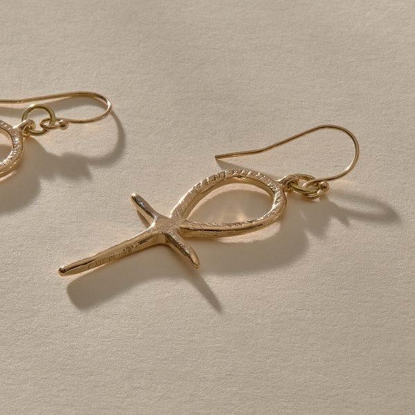 Gold Ankh Earrings