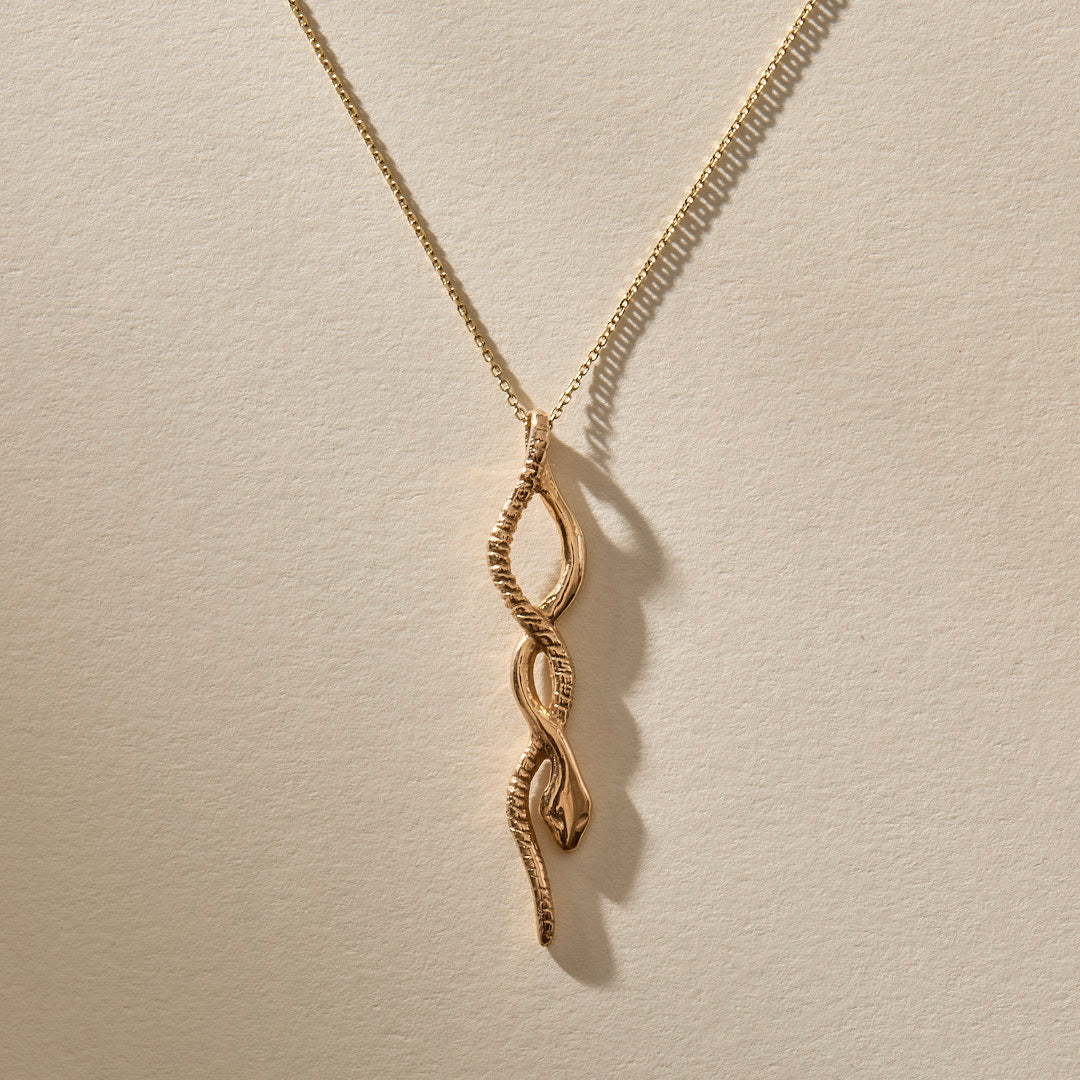 Serpent Mini Charm Necklace | Gold