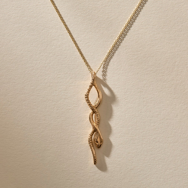Serpent Mini Charm Necklace | Gold