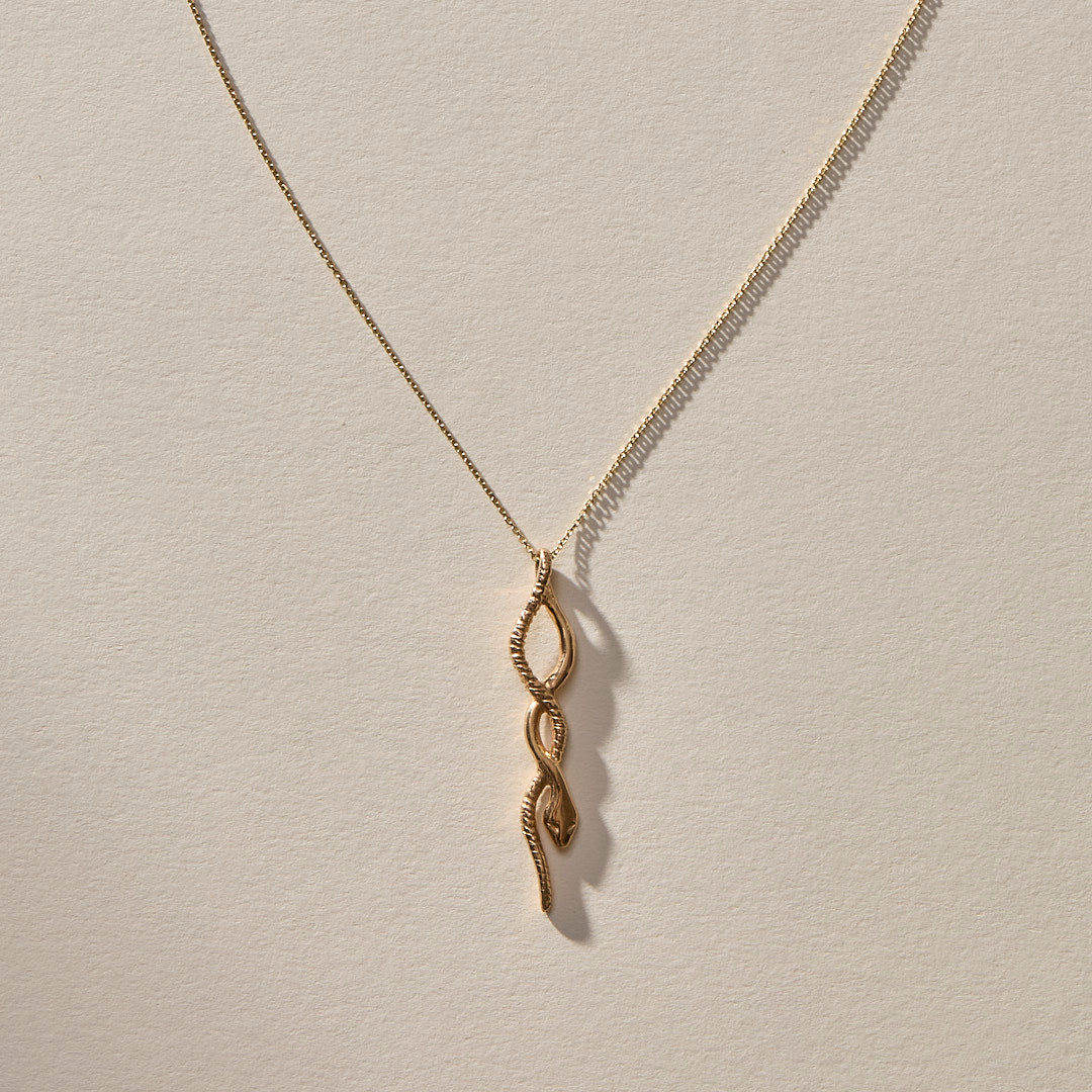 Serpent Mini Charm Necklace | Gold