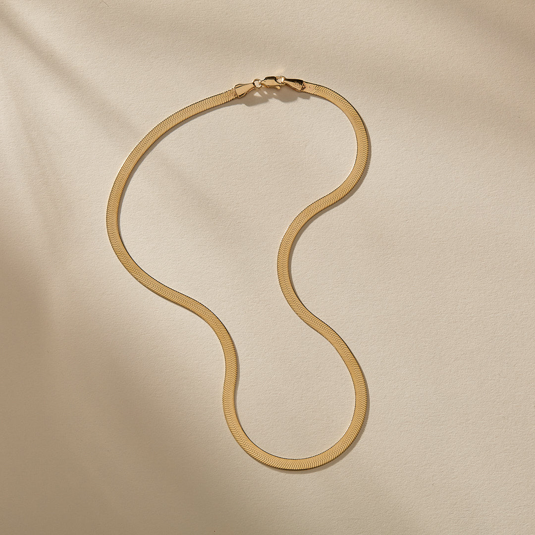 Fehu 2.5mm Herringbone Necklace | Gold