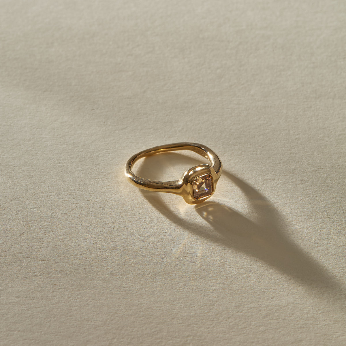 Nooré Square Step Cut Champagne Diamond Ring | OOAK