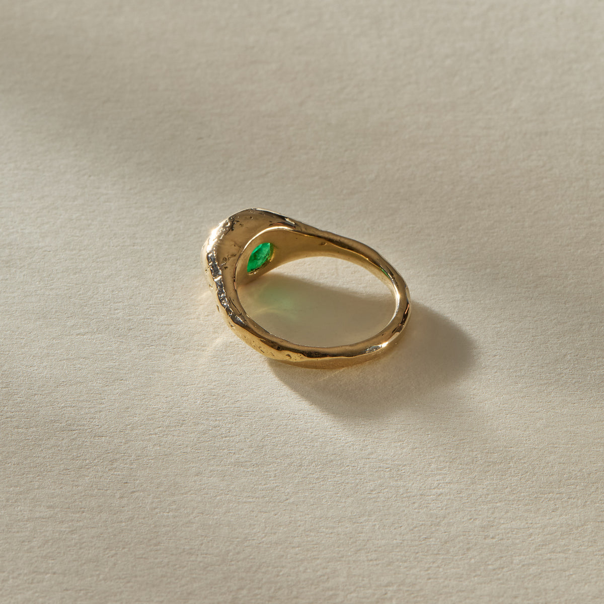 Fura Emerald Textured Signet Ring | OOAK