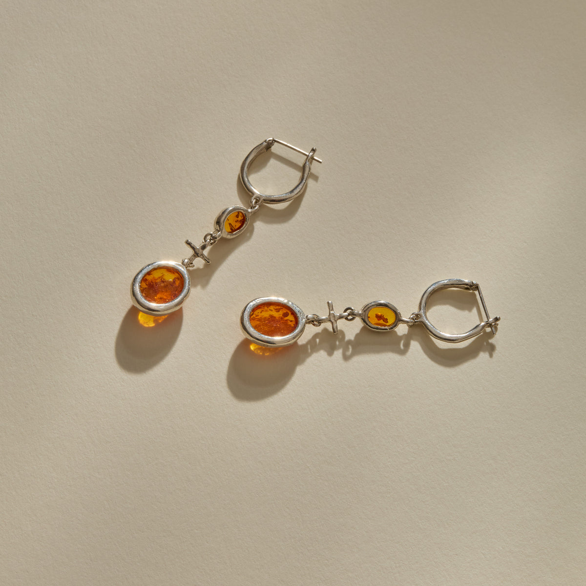 Jūratė Amber Chandeliers Earrings | Silver