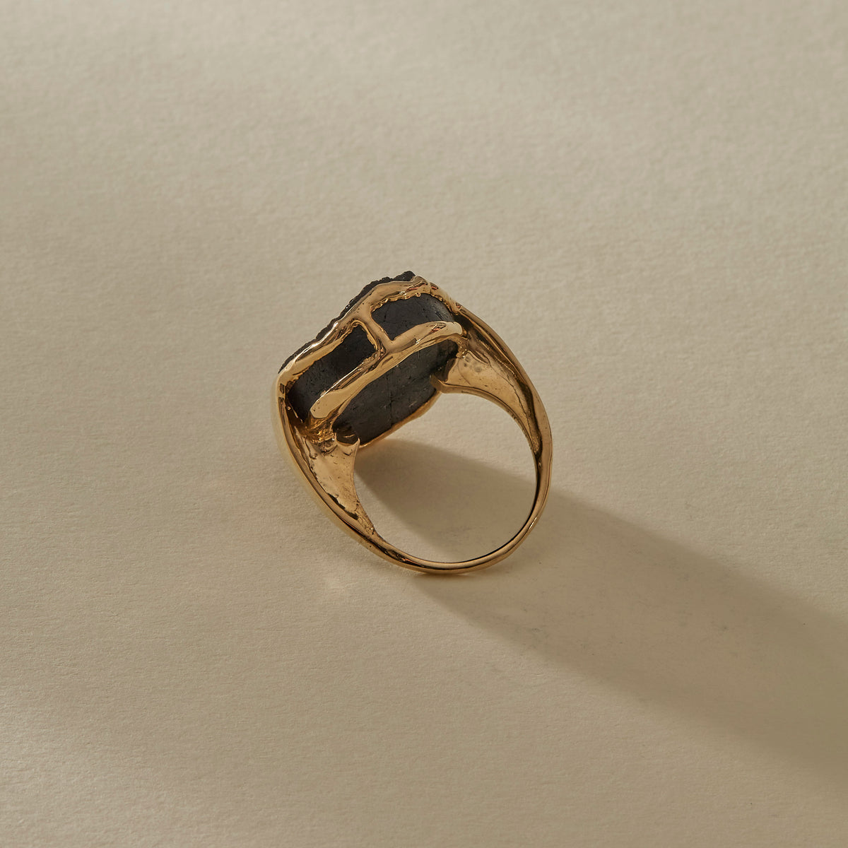 Black Tourmaline Amulet Ring II | Gold