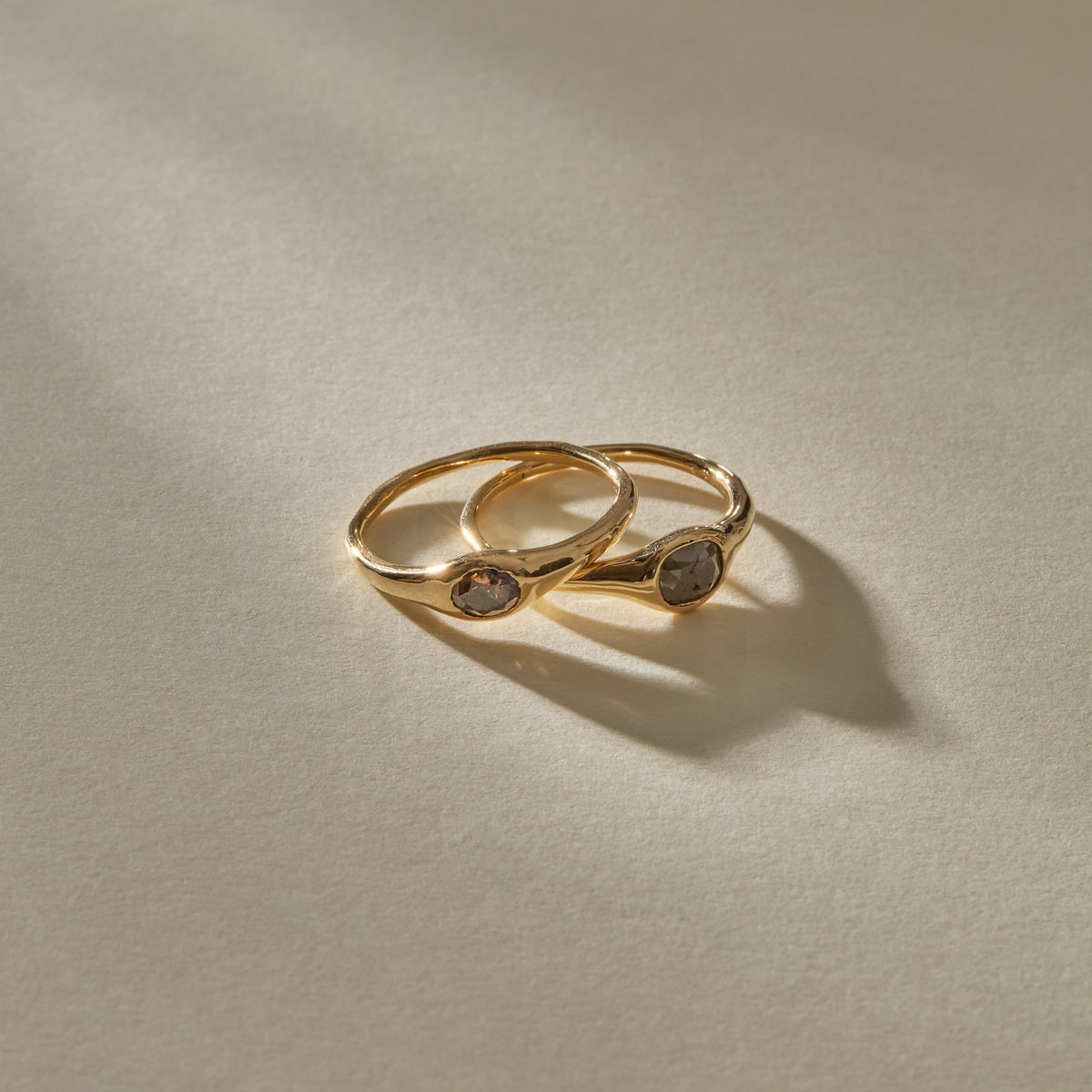 The Selkie Stack | Set of 2 Grey Diamond Rings