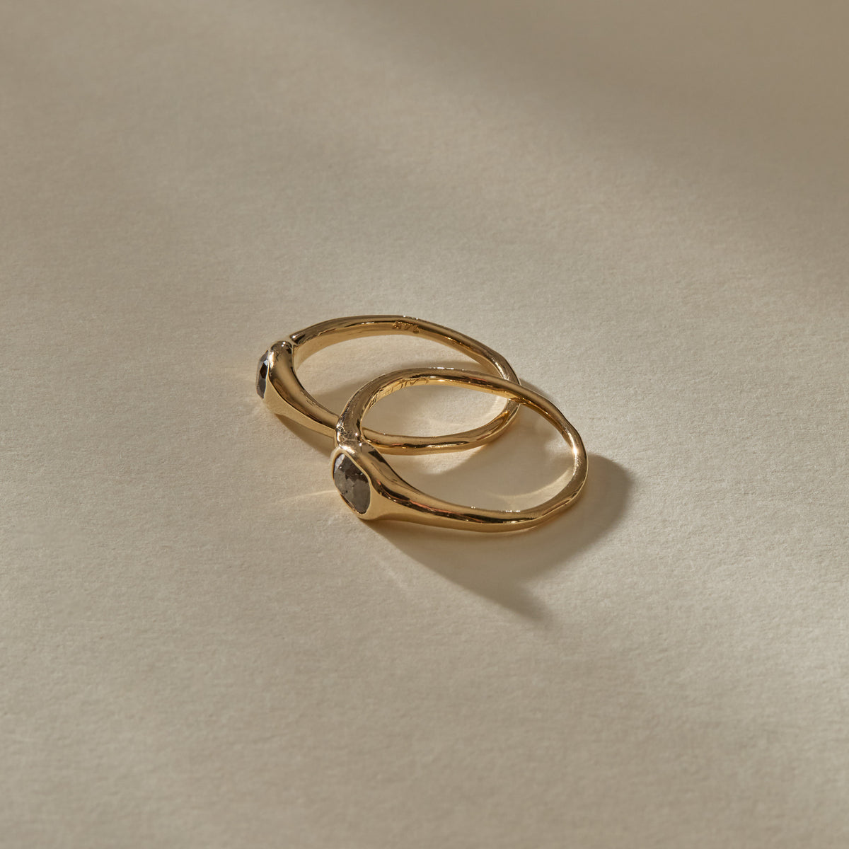 The Selkie Stack | Set of 2 Grey Diamond Rings