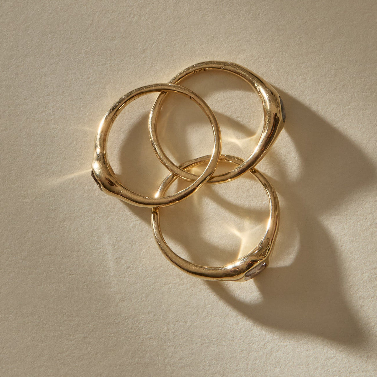The Selkie Stack | Set of 3 Grey Diamond Rings