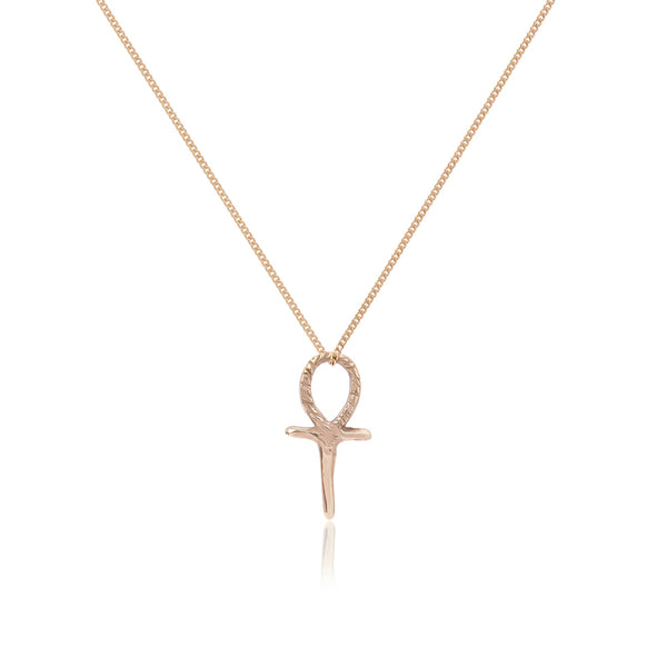 Ankh Mini Charm Necklace | Bronze