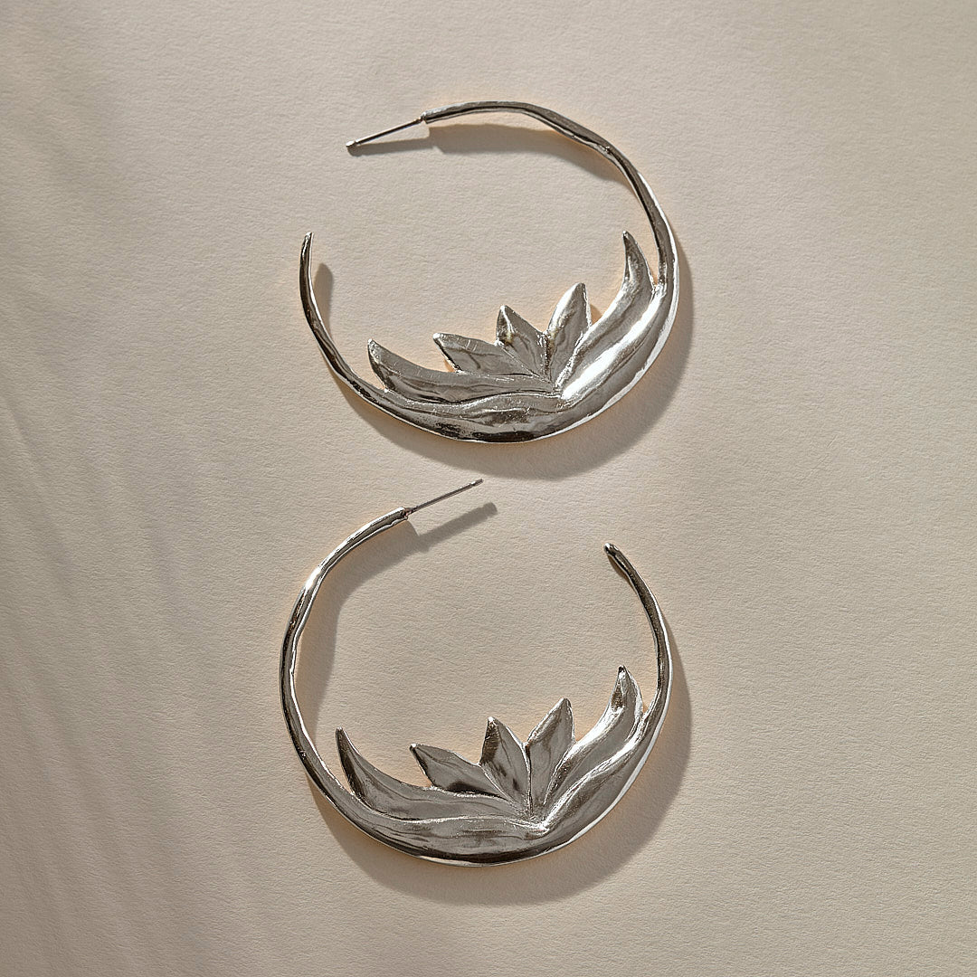 Lotus Hoops | Silver