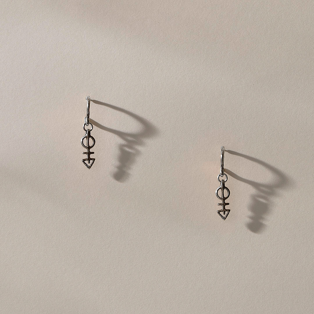 Ma'at Charm Hoops | Silver