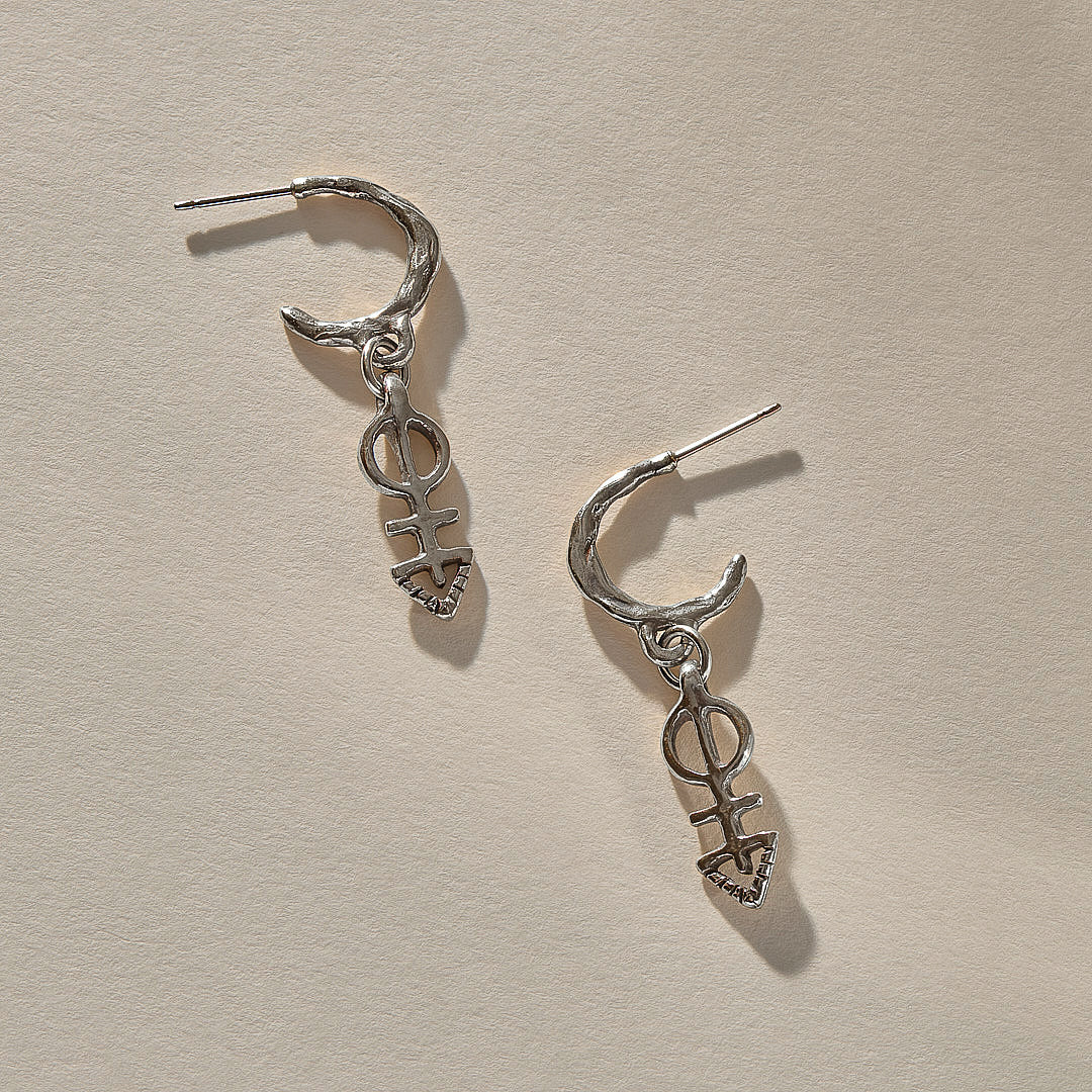 Ma'at Charm Hoops | Silver