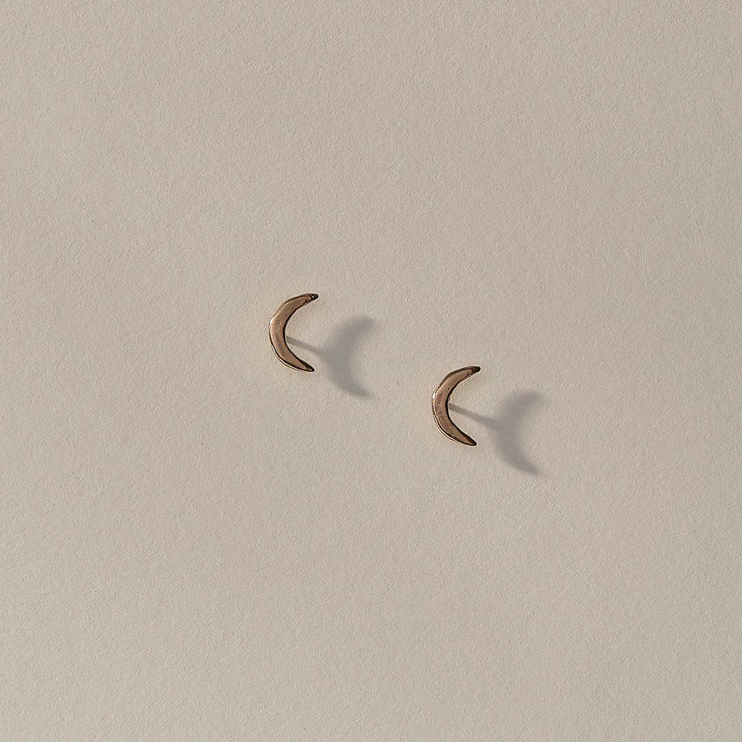 Moon Studs | Bronze