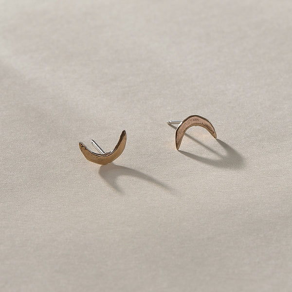 Moon Studs | Bronze