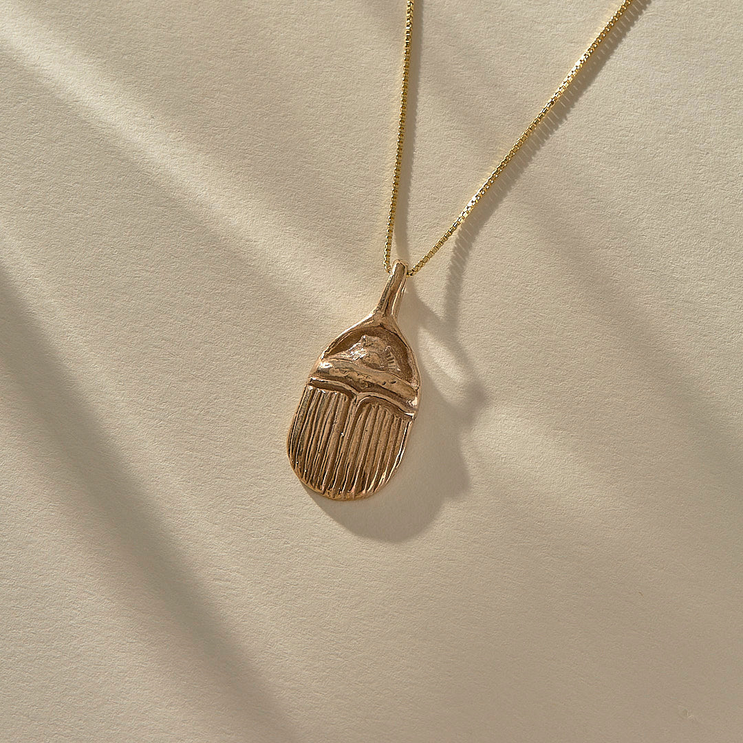 Scarab Amulet Necklace | Bronze
