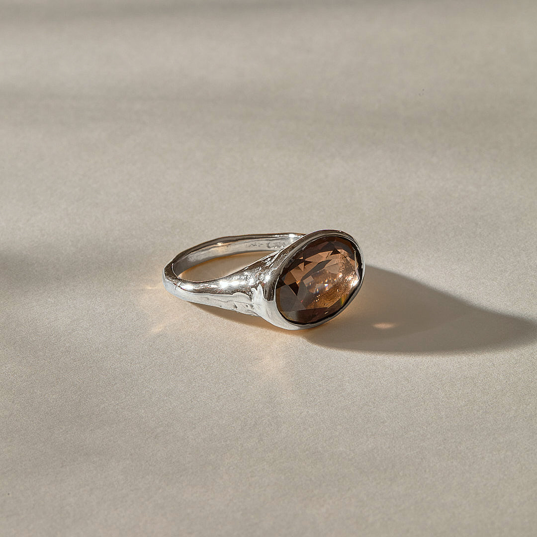 Smoky Quartz Signet Ring | Silver