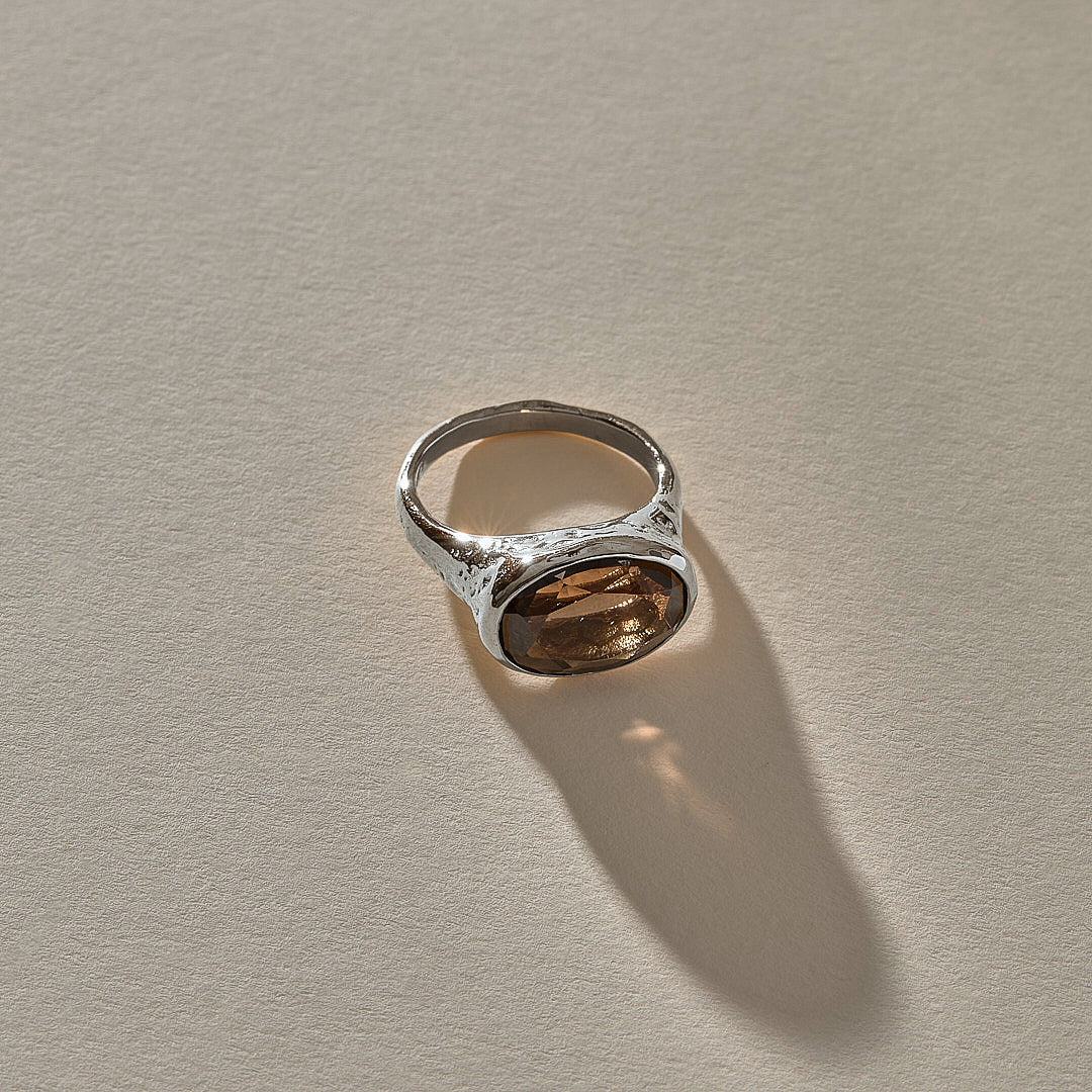 Smoky Quartz Signet Ring | Silver