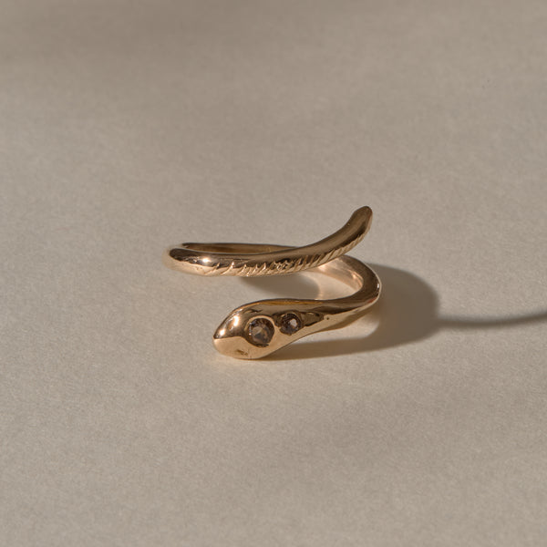 Stoned Serpent Ring | Bronze