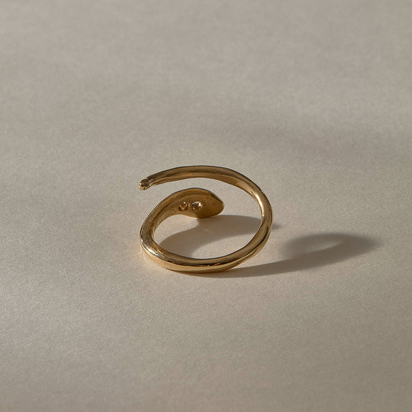 Stoned Serpent Ring | Bronze