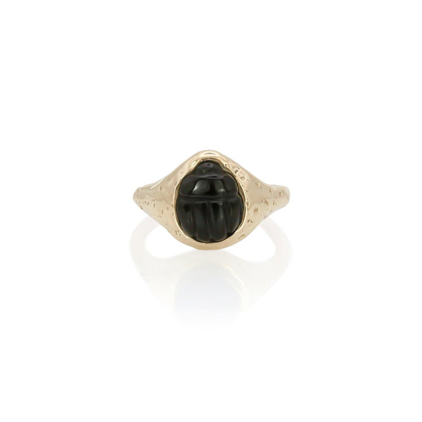 Black Spinel Scarab Amulet Ring - Catori Life