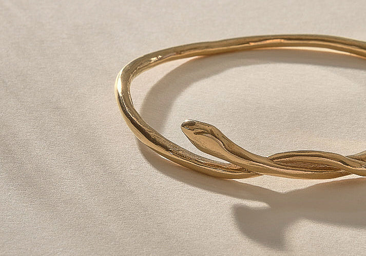Gold Serpent Snake Bangle from the Catori Life collection of ethically handmade bracelets, cuffs and bangles.