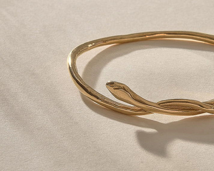 Gold Serpent Snake Bangle from the Catori Life collection of ethically handmade bracelets, cuffs and bangles.