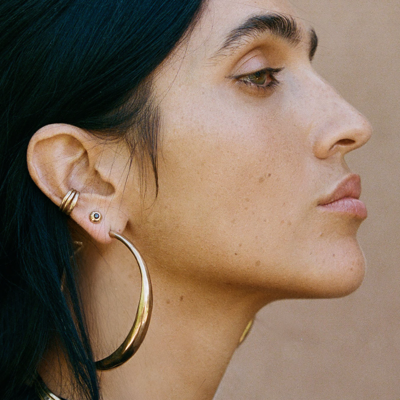 Temple Champagne Diamond Studs | Gold