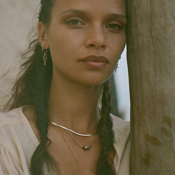 Mini Ankh Charm Hoops