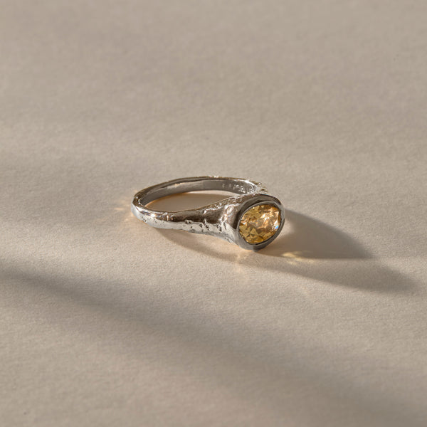 Solara Citrine Signet Ring | Silver