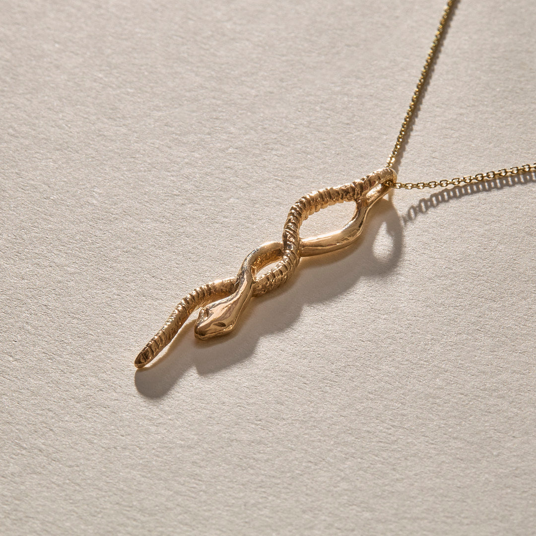 Serpent Mini Charm Necklace | Gold