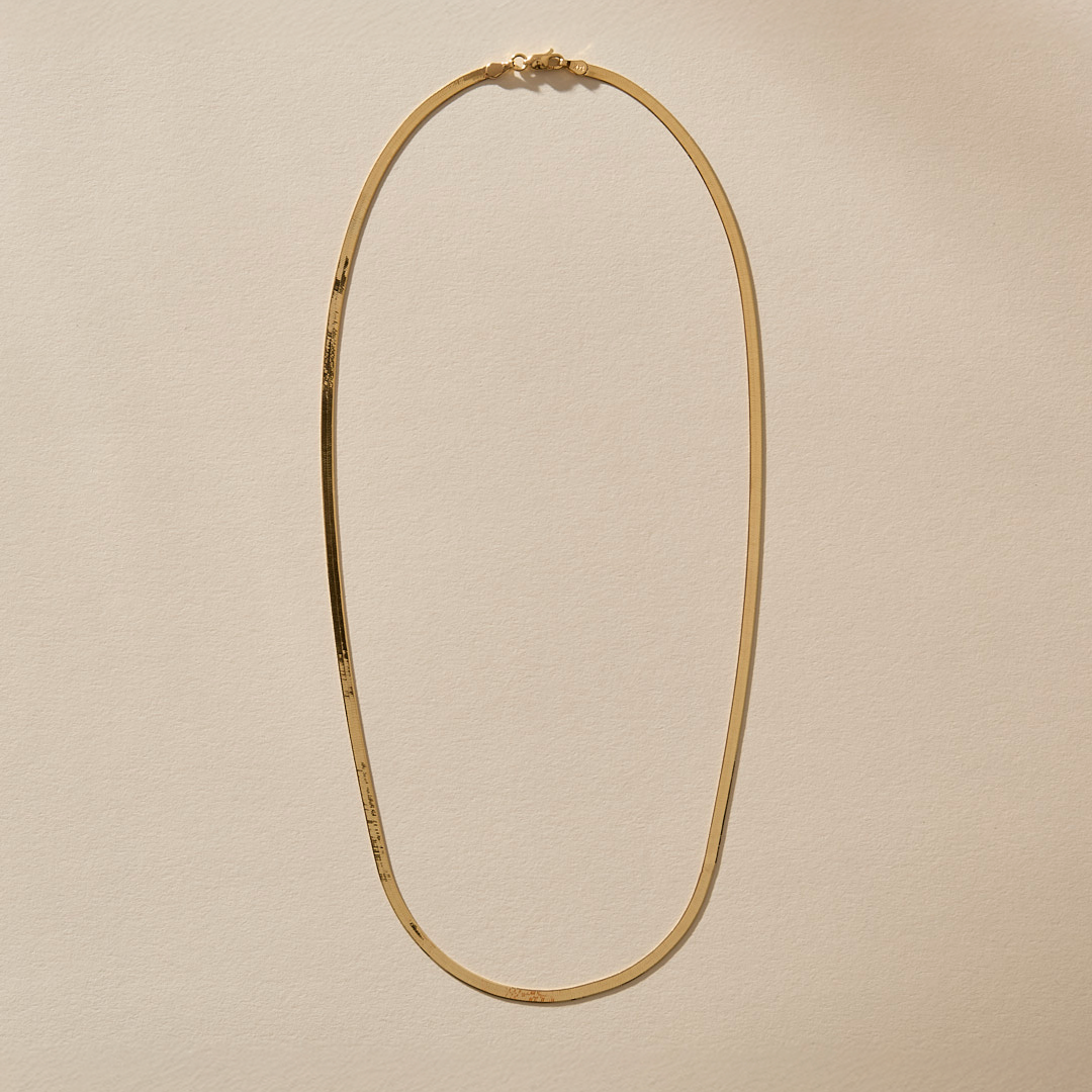 Fehu 2.5mm Herringbone Necklace | Gold