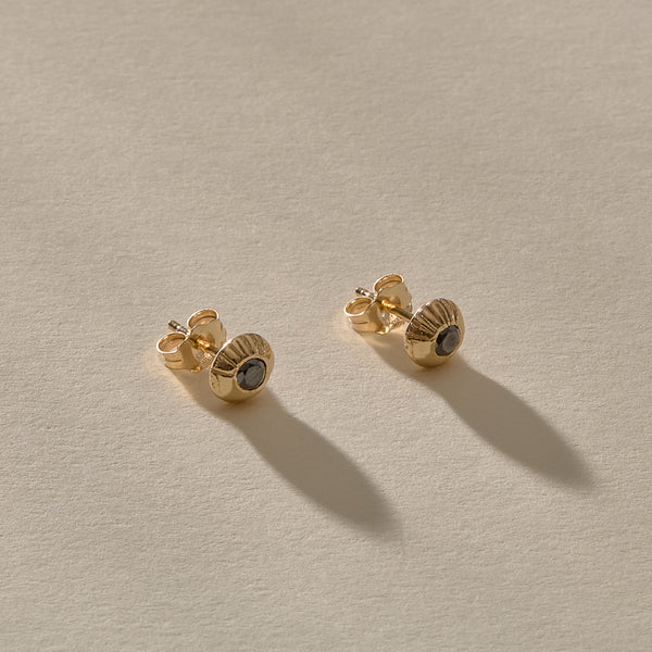 The Temple Studs with Black Diamonds