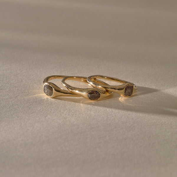 The Selkie Stack | Set of 3 Grey Diamond Rings