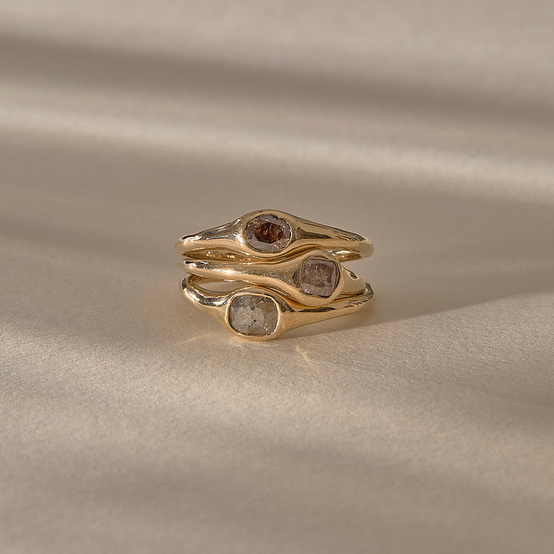 The Selkie Stack | Set of 3 Grey Diamond Rings