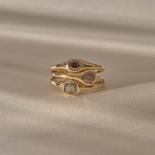 The Selkie Stack | Set of 3 Grey Diamond Rings
