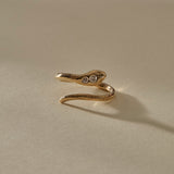 Stoned Serpent Diamond Ring | Gold