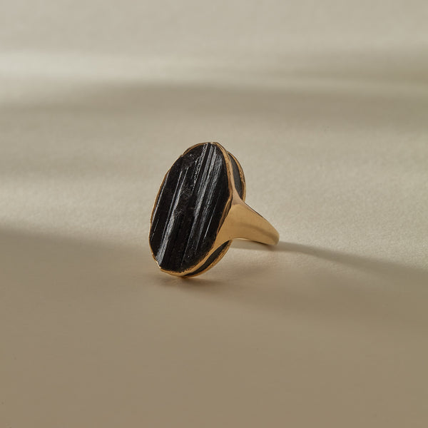 Black Tourmaline Amulet Ring XVI | OOAK