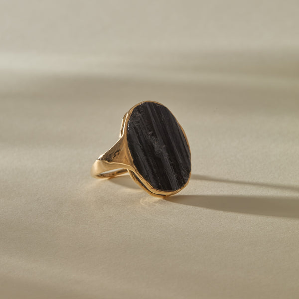 Black Tourmaline Amulet Ring XVI | OOAK
