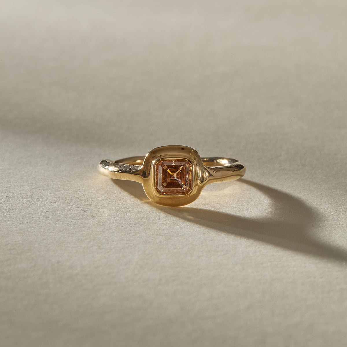 Nooré Square Step Cut Champagne Diamond Ring | OOAK
