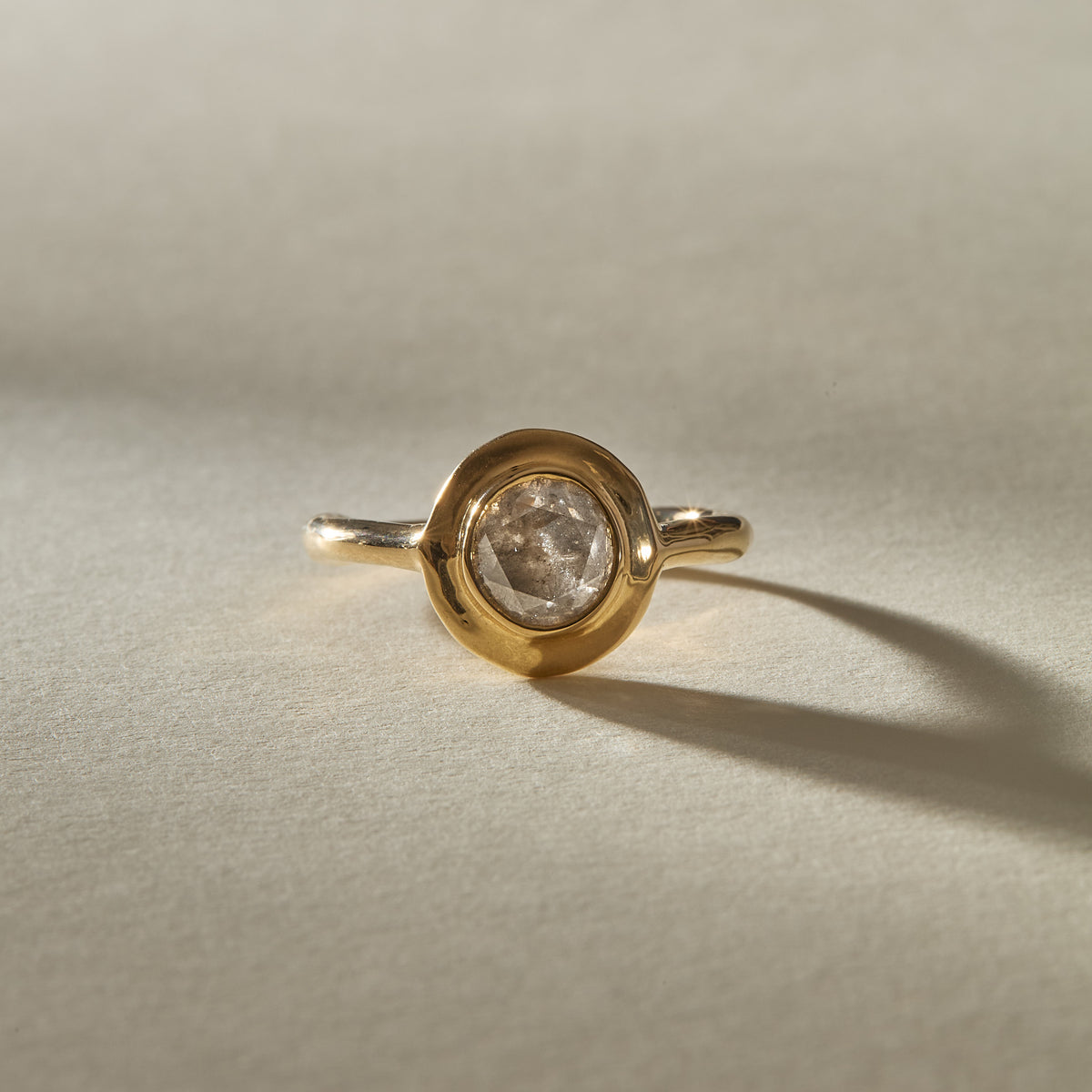 Nova Brilliant Cut Grey Salt & Pepper Diamond Ring | OOAK