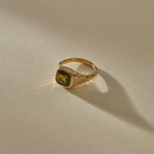Green Tourmaline Signet IV | Gold | OOAK