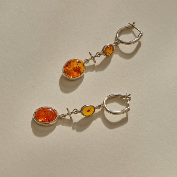 Jūratė Amber Chandeliers Earrings | Silver
