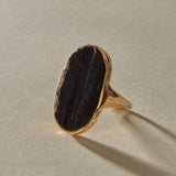 Black Tourmaline Amulet Ring XIX | Gold | OOAK