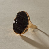 Black Tourmaline Amulet Ring XVIII | Gold | OOAK