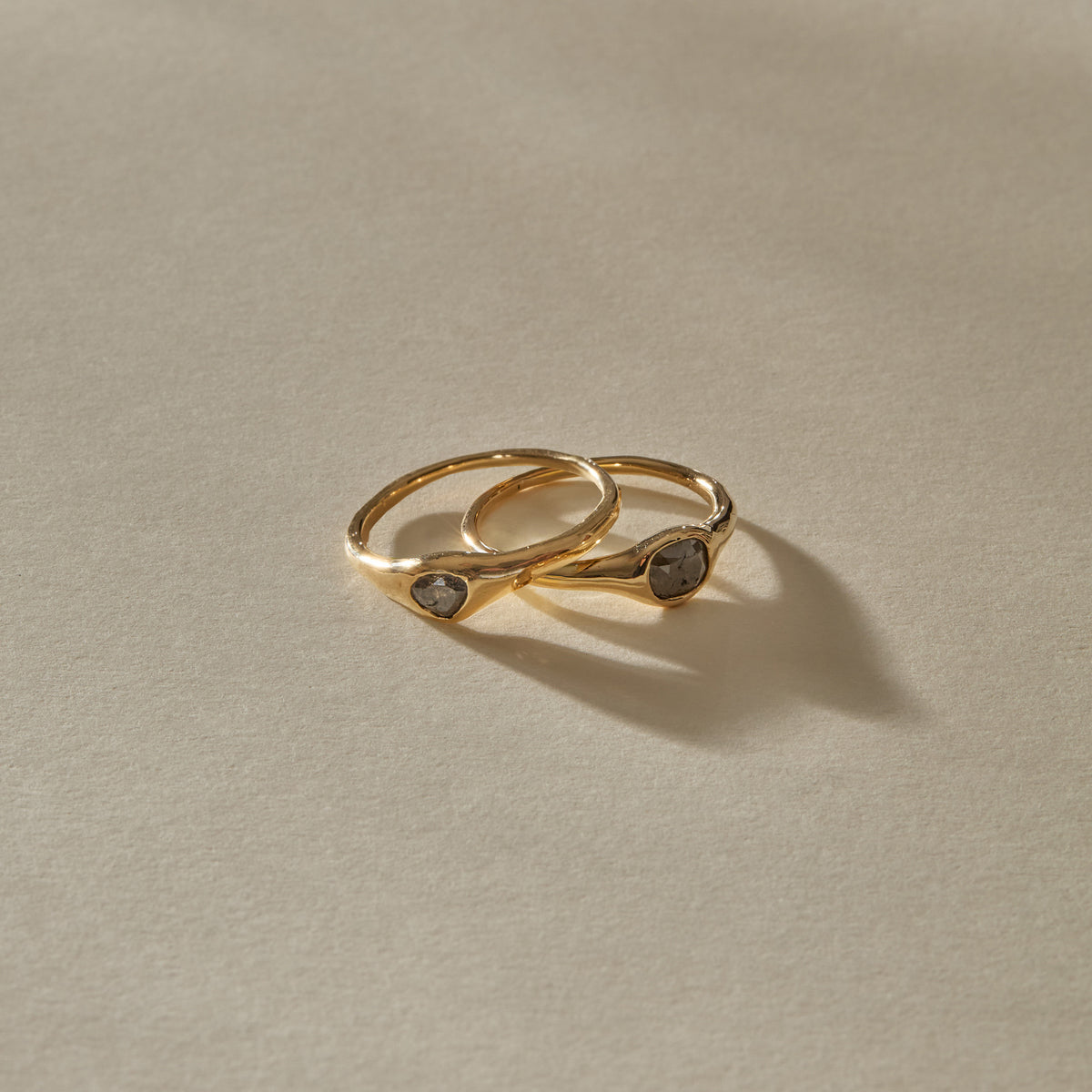 The Selkie Stack | Set of 2 Grey Diamond Rings