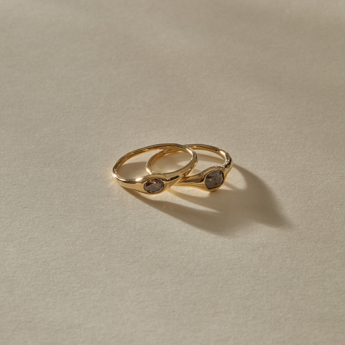 The Selkie Stack | Set of 2 Grey Diamond Rings