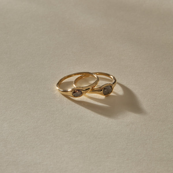 The Selkie Stack | Set of 2 Grey Diamond Rings